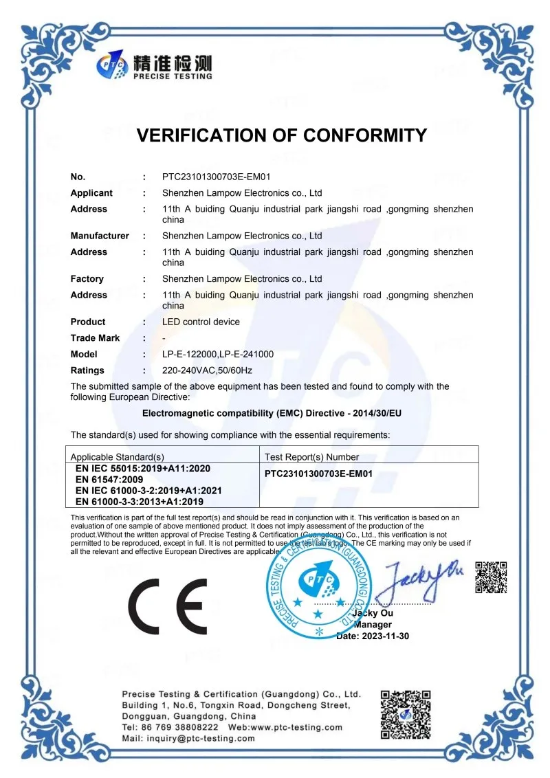 24W EMC CERTIFICATE0 24W EMC CERTIFICATE0